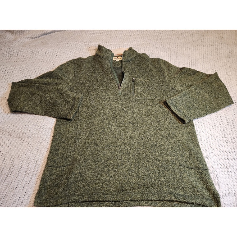 Woolrich Mens XL Quarter Zip Pullover Sweater Green Heather HMQ0023S Fleece Line